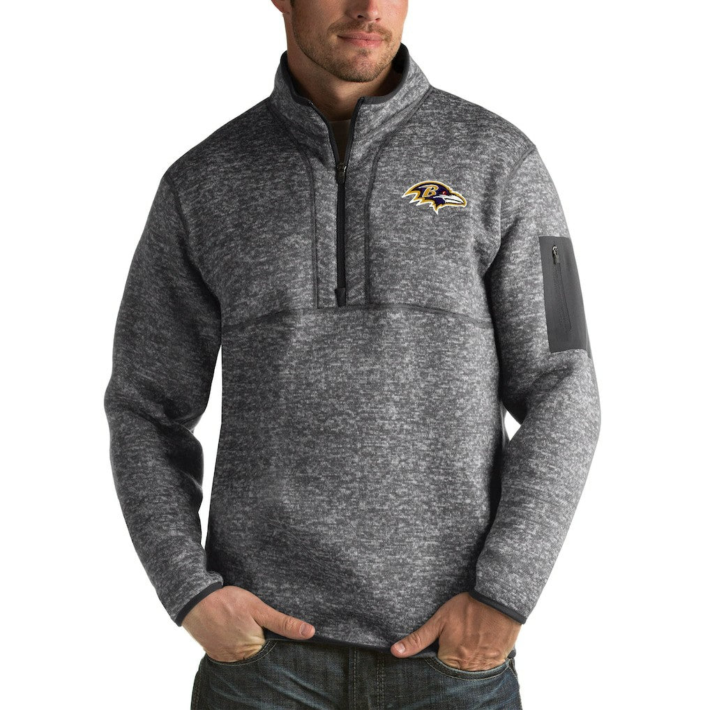 Baltimore Ravens Antigua Fortune Big & Tall Quarter-Zip Pullover Jacket Charcoal - NFL