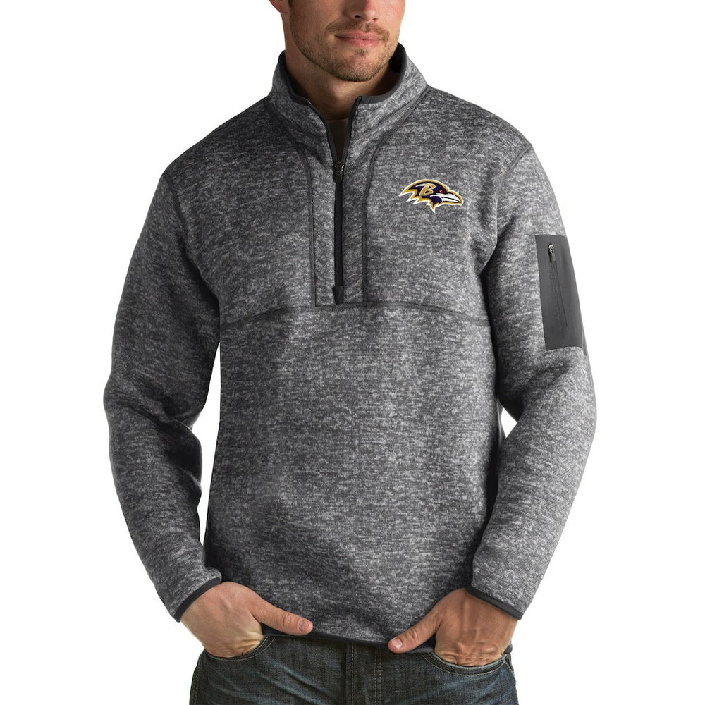 Baltimore Ravens Antigua Fortune Big & Tall Quarter-Zip Pullover Jacket Charcoal - NFL