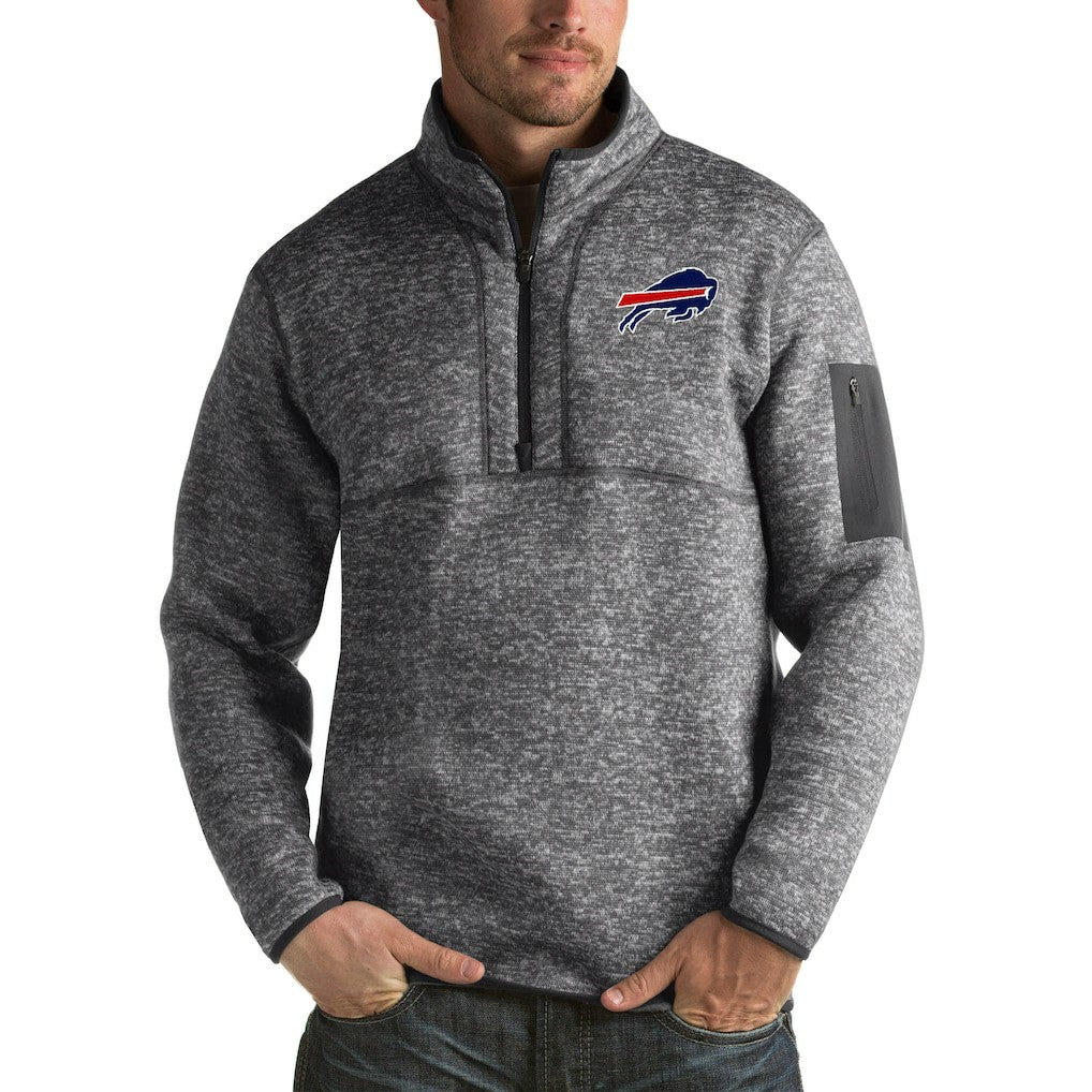 Buffalo Bills Antigua Fortune Big & Tall Quarter-Zip Pullover Jacket Charcoal - NFL