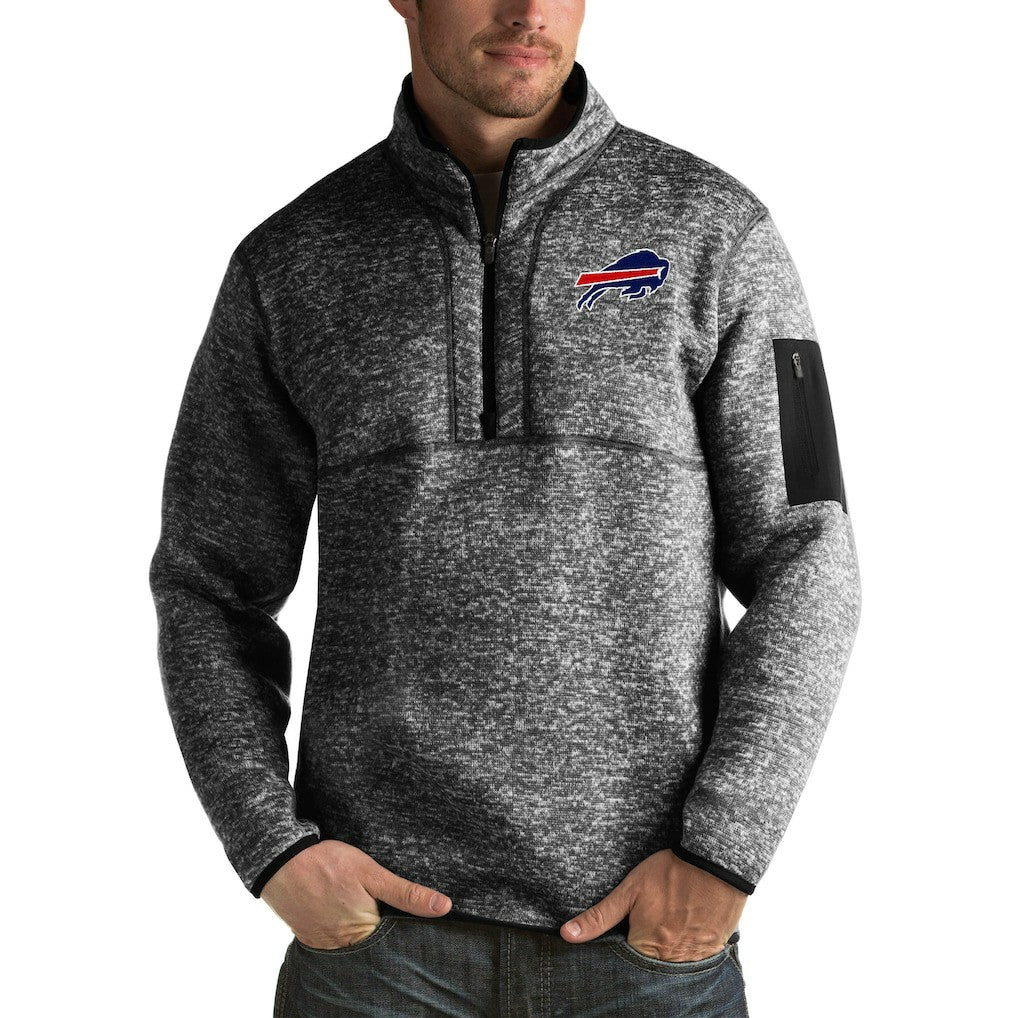 Buffalo Bills Antigua Fortune Big & Tall Quarter-Zip Pullover Jacket Heather Black - NFL