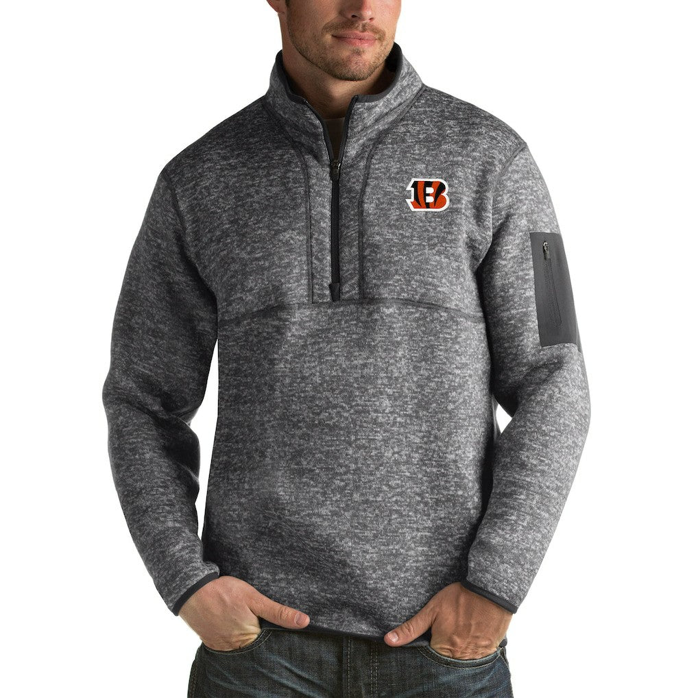 Cincinnati Bengals Antigua Fortune Big & Tall Quarter-Zip Pullover Jacket Charcoal - NFL