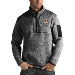 Cincinnati Bengals Antigua Fortune Big & Tall Quarter-Zip Pullover Jacket Heather Black - NFL