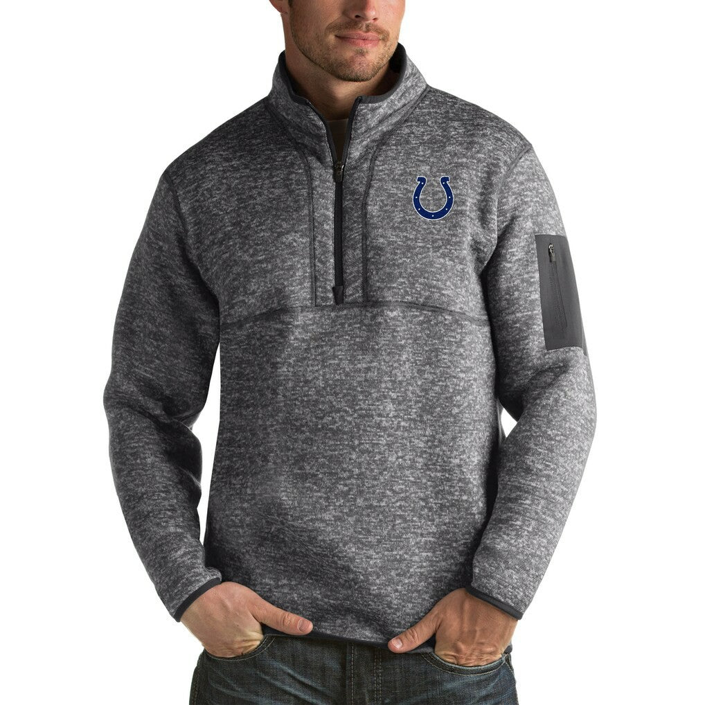 Indianapolis Colts Antigua Fortune Big & Tall Quarter-Zip Pullover Jacket Charcoal - NFL