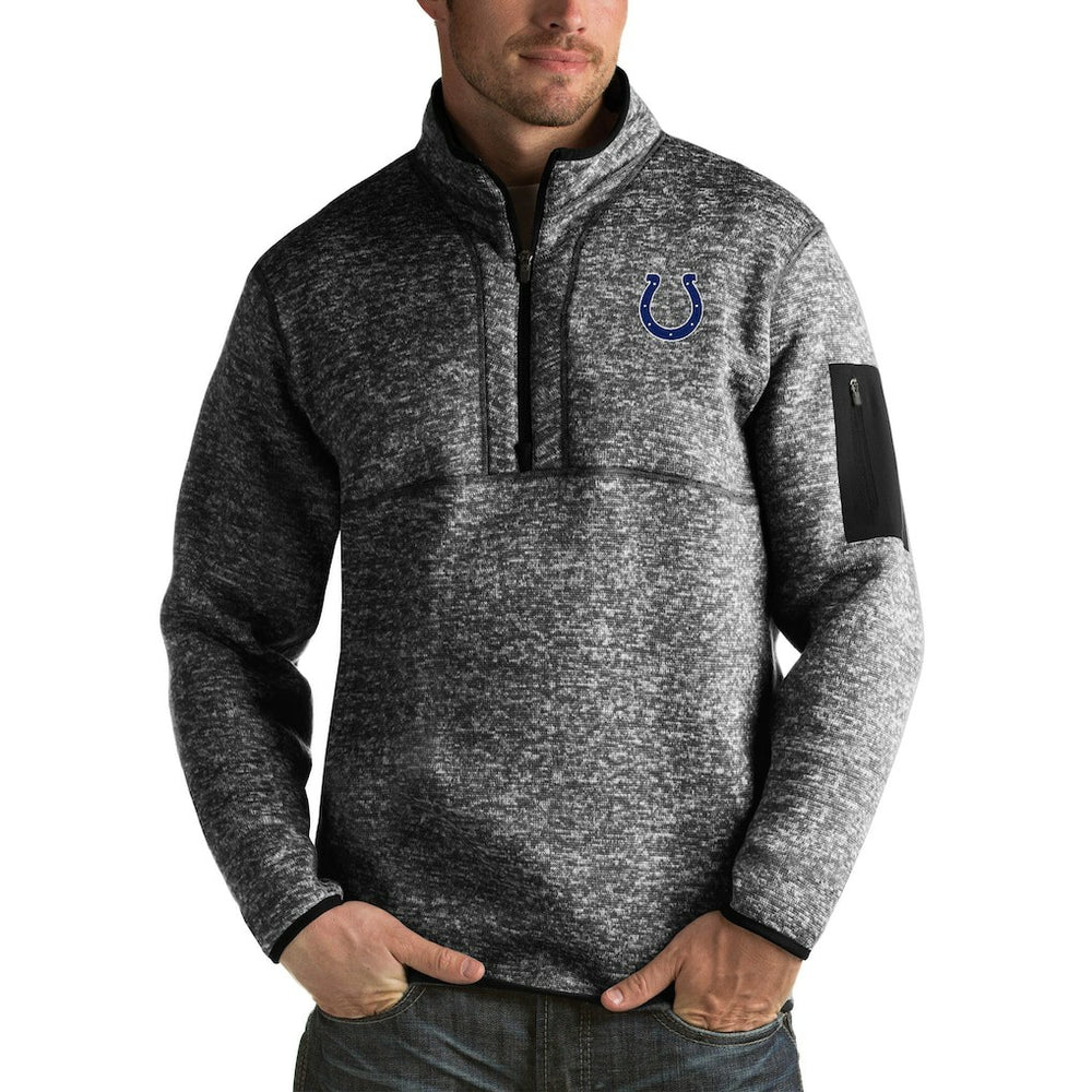 Indianapolis Colts Antigua Fortune Big & Tall Quarter-Zip Pullover Jacket Heather Black - NFL