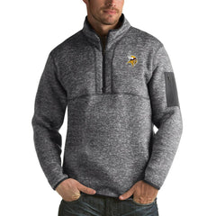 Minnesota Vikings Antigua Fortune Big & Tall Quarter-Zip Pullover Jacket Charcoal - NFL