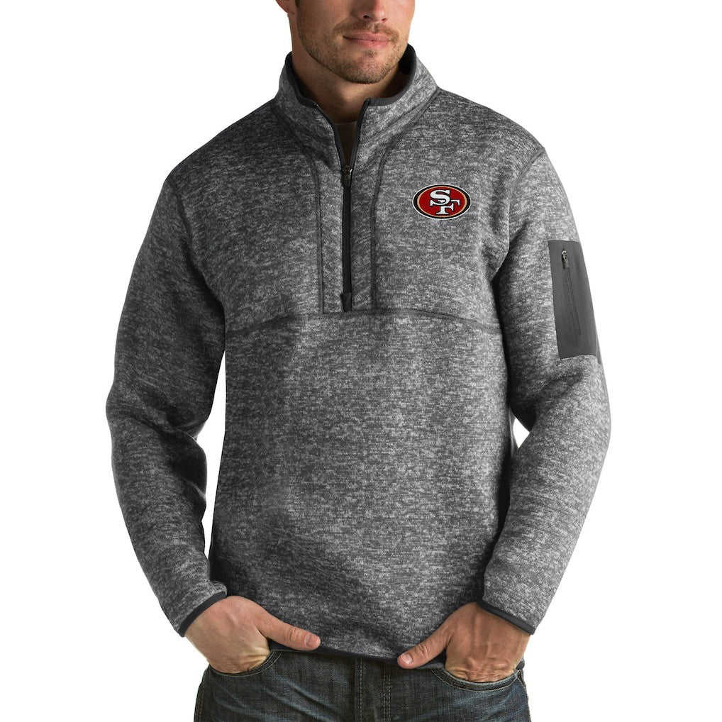 San Francisco 49ers Antigua Fortune Big & Tall Quarter-Zip Pullover Jacket Charcoal - NFL