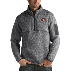 San Francisco 49ers Antigua Fortune Big & Tall Quarter-Zip Pullover Jacket Charcoal - NFL