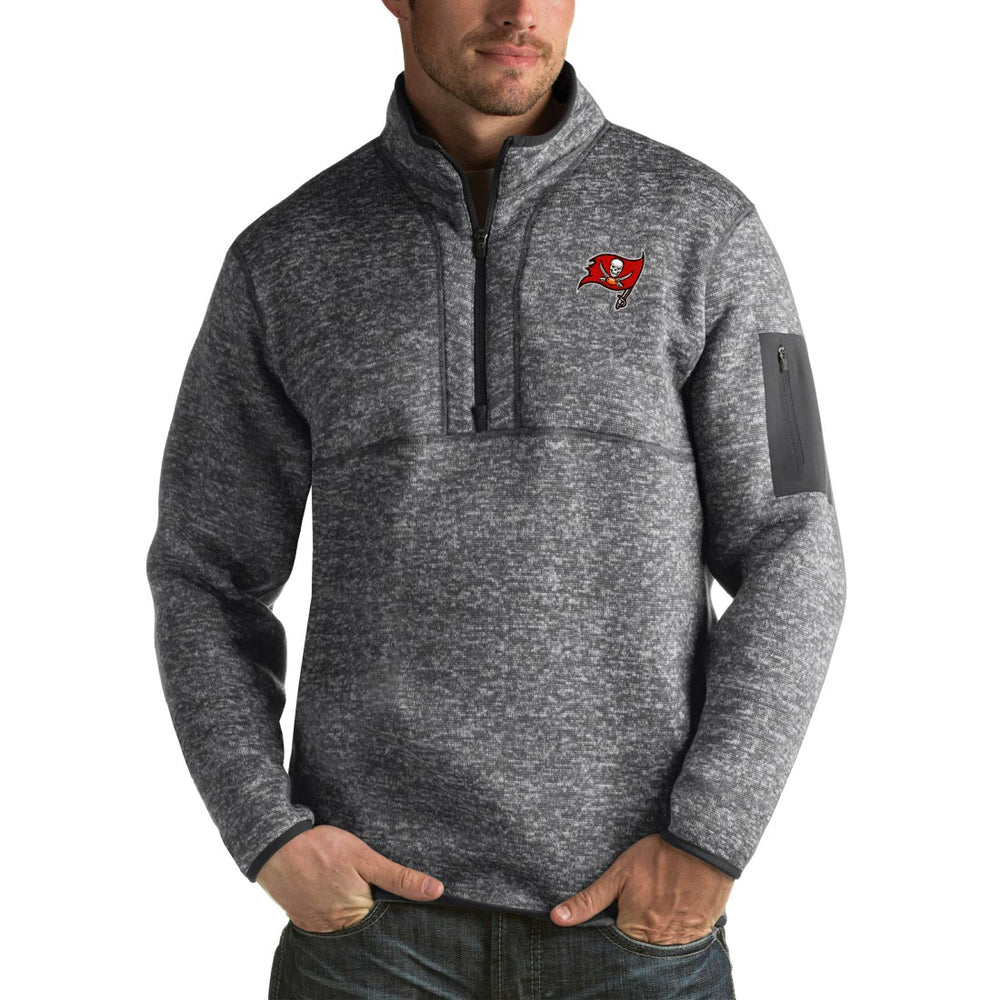 Tampa Bay Buccaneers Antigua Fortune Big & Tall Quarter-Zip Pullover Jacket Charcoal - NFL