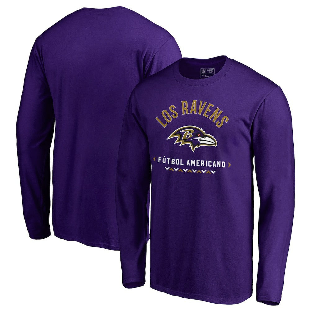 Baltimore Ravens Futbol Americano Long Sleeve T-Shirt Purple - NFL