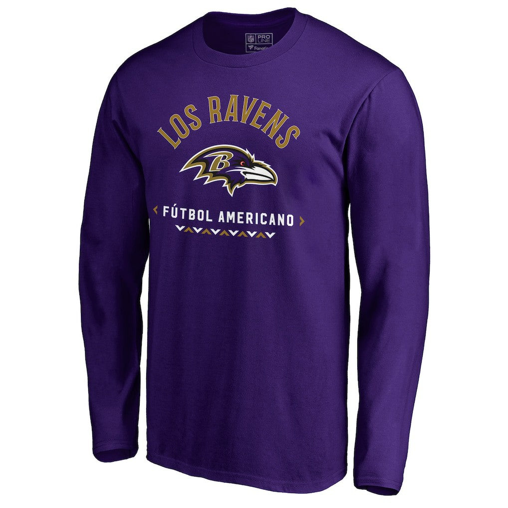 Baltimore Ravens Futbol Americano Long Sleeve T-Shirt Purple - NFL