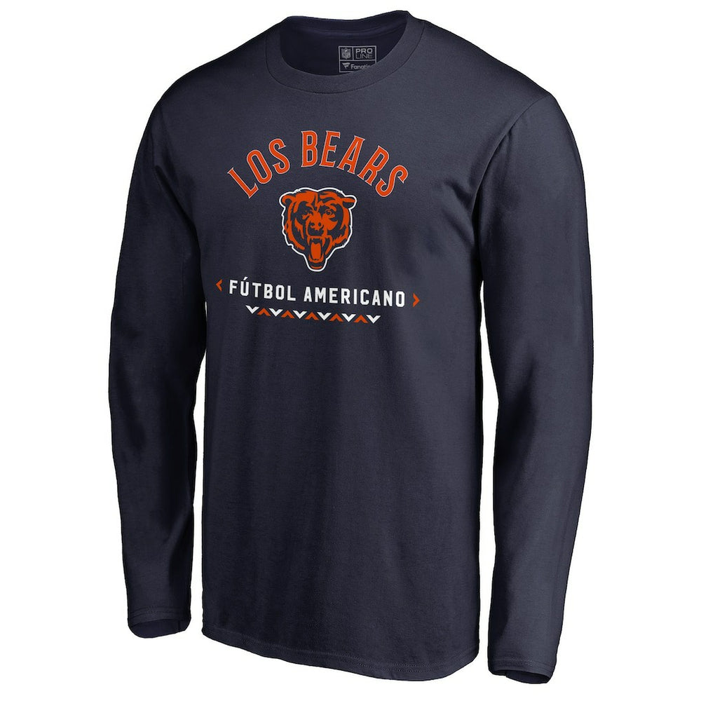 Chicago Bears Futbol Americano Long Sleeve T-Shirt Navy - NFL