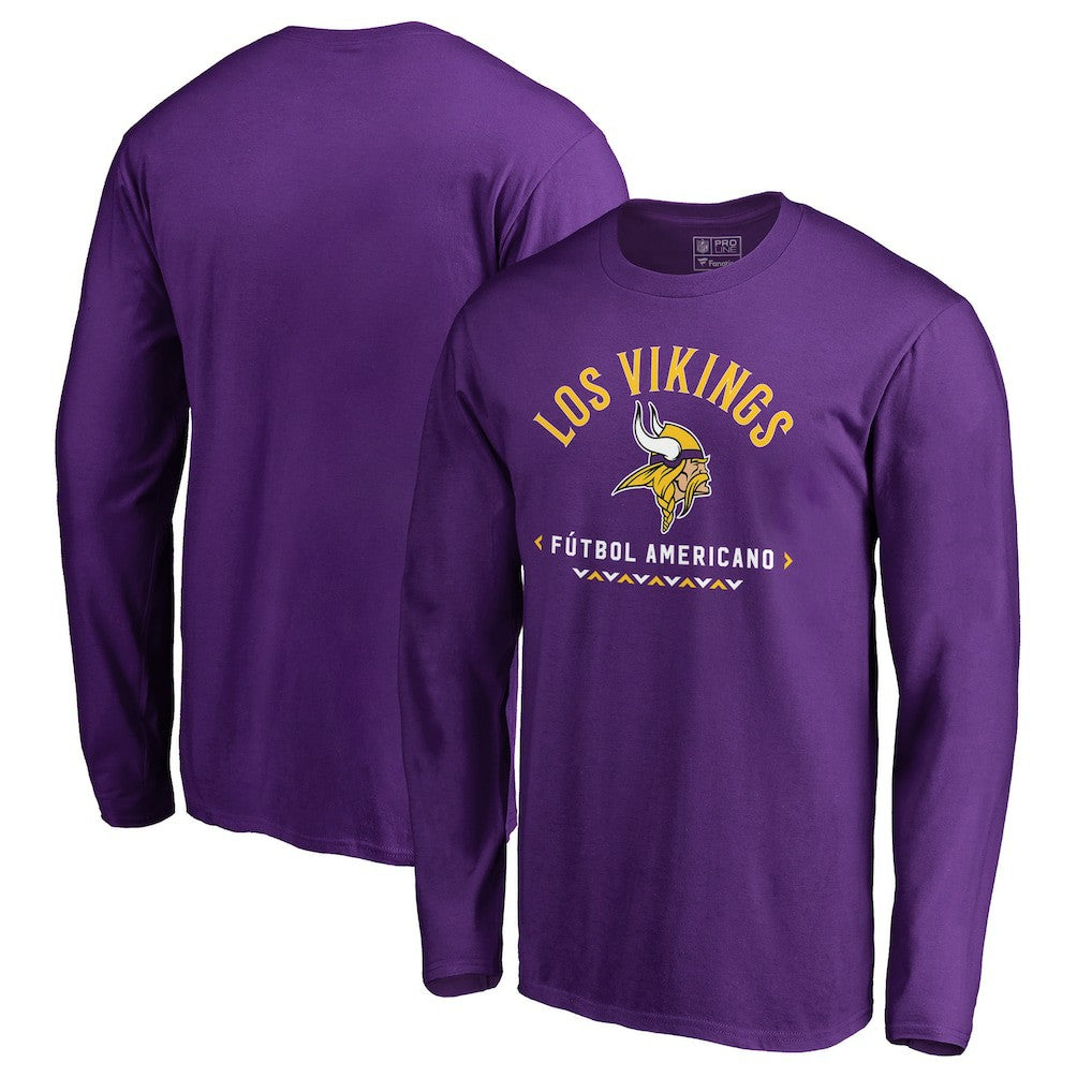 Minnesota Vikings Futbol Americano Long Sleeve T-Shirt Purple - NFL