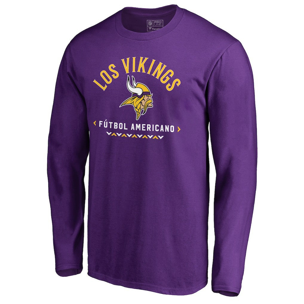Minnesota Vikings Futbol Americano Long Sleeve T-Shirt Purple - NFL