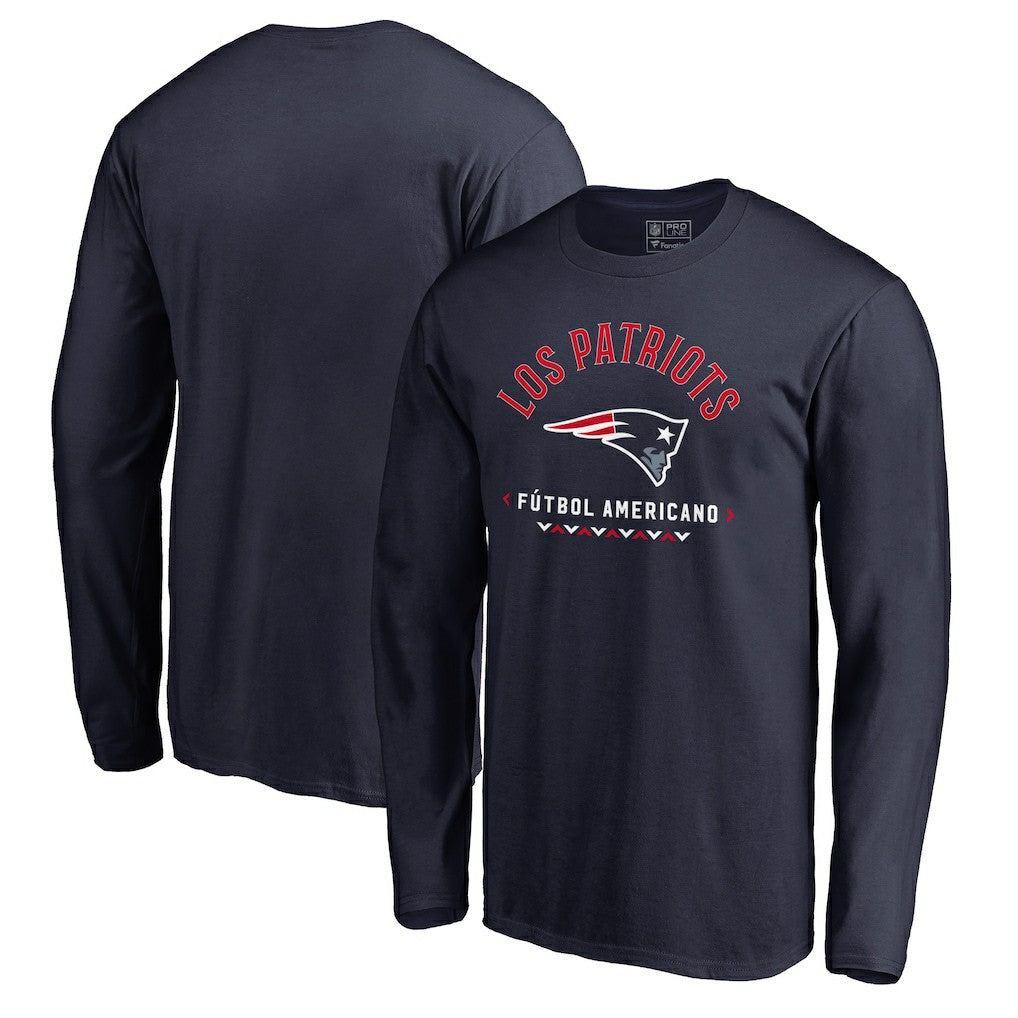 New England Patriots Futbol Americano Long Sleeve T-Shirt Navy - NFL
