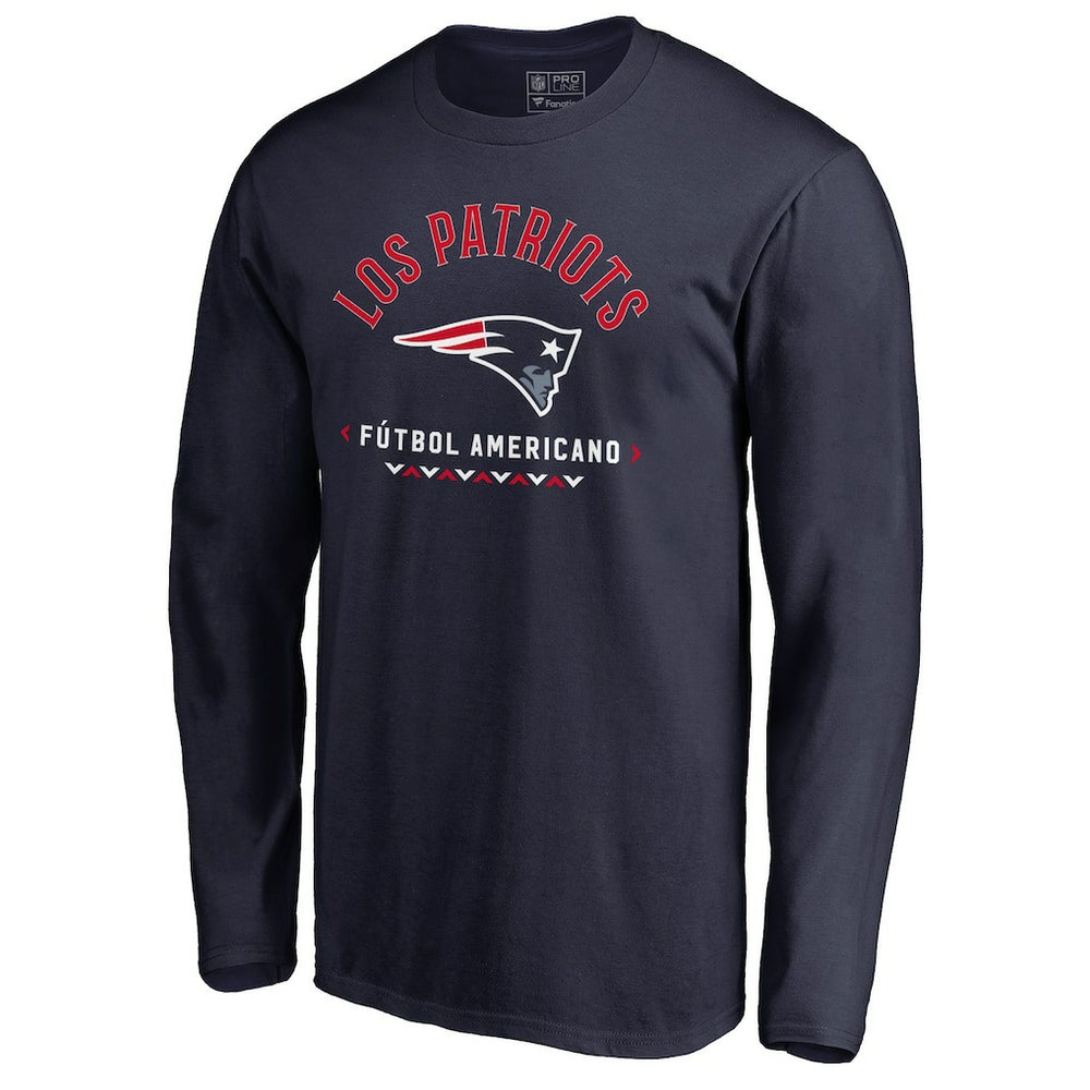 New England Patriots Futbol Americano Long Sleeve T-Shirt Navy - NFL