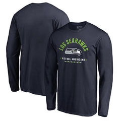 Seattle Seahawks Futbol Americano Long Sleeve T-Shirt College Navy - NFL