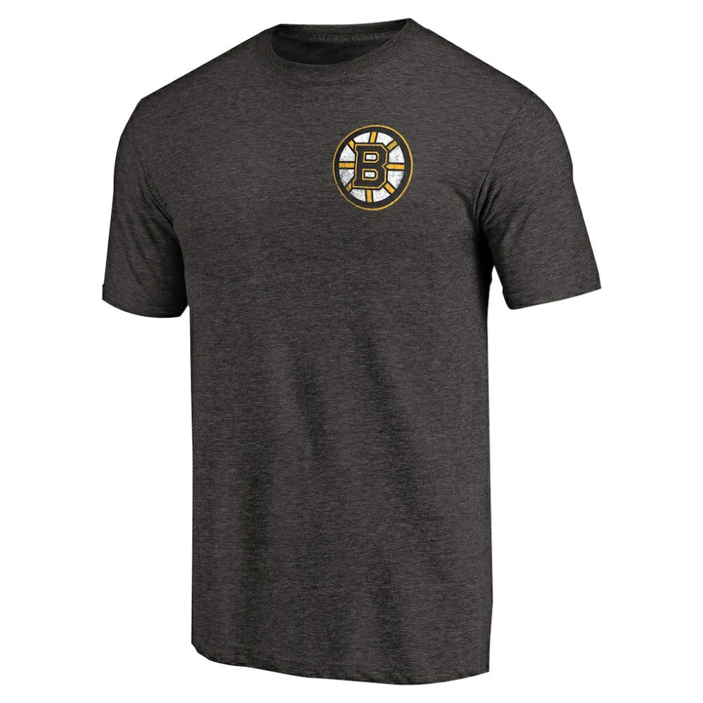 Boston Bruins Primary Logo Left Chest Distressed Tri-Blend T-Shirt Black