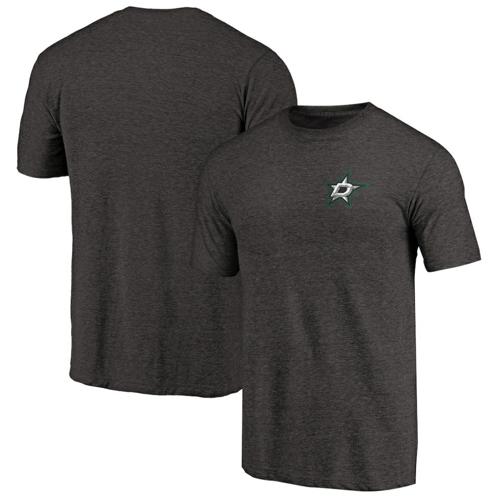 Dallas Stars - Primary Logo Left Chest Distressed Tri-Blend T-Shirt Black