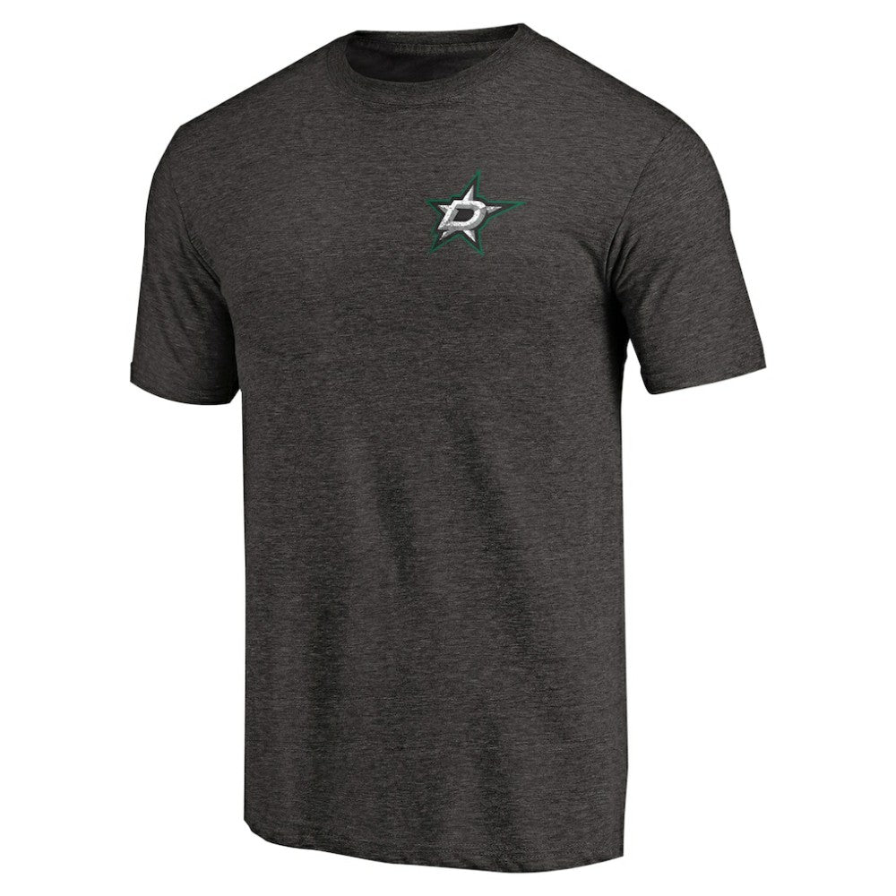 Dallas Stars - Primary Logo Left Chest Distressed Tri-Blend T-Shirt Black