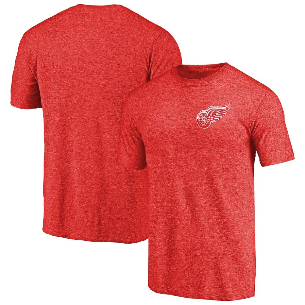 Detroit Red Wings - Primary Logo Left Chest Distressed Tri-Blend T-Shirt Red