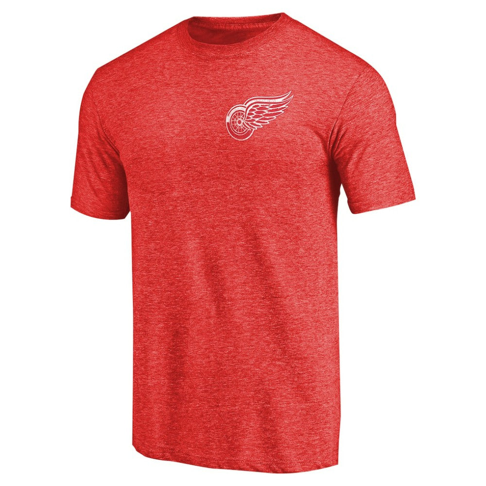 Detroit Red Wings - Primary Logo Left Chest Distressed Tri-Blend T-Shirt Red