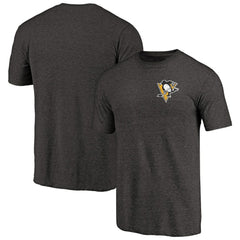 Pittsburgh Penguins Primary Logo Left Chest Distressed Tri-Blend T-Shirt Black