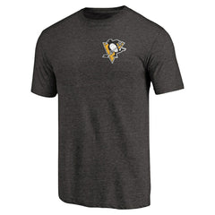 Pittsburgh Penguins Primary Logo Left Chest Distressed Tri-Blend T-Shirt Black