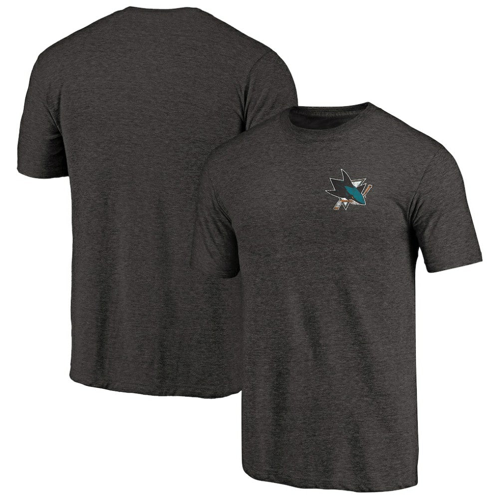 San Jose Sharks - Primary Logo Left Chest Distressed Tri-Blend T-Shirt Black