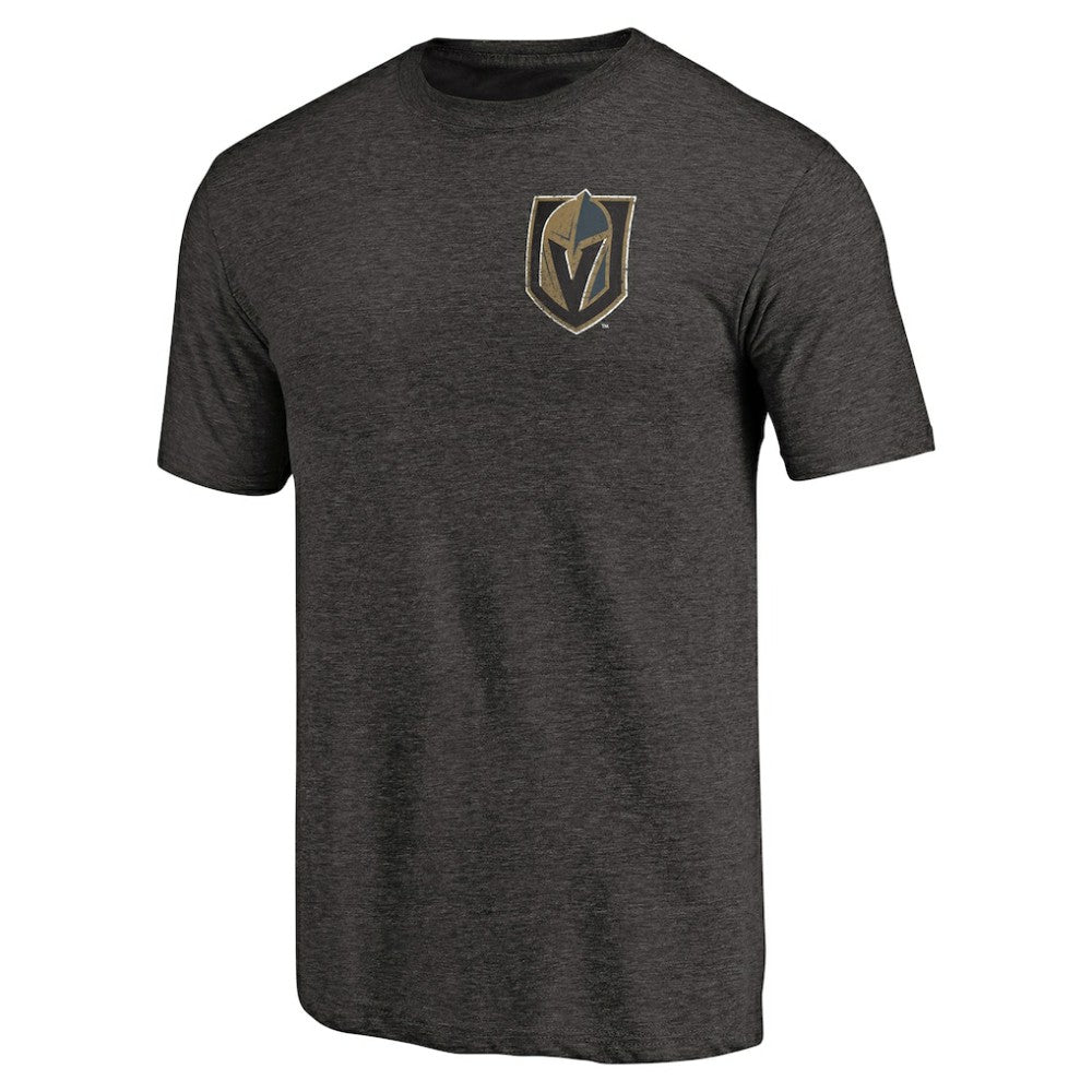 Vegas Golden Knights Primary Logo Left Chest Distressed Tri-Blend T-Shirt Black