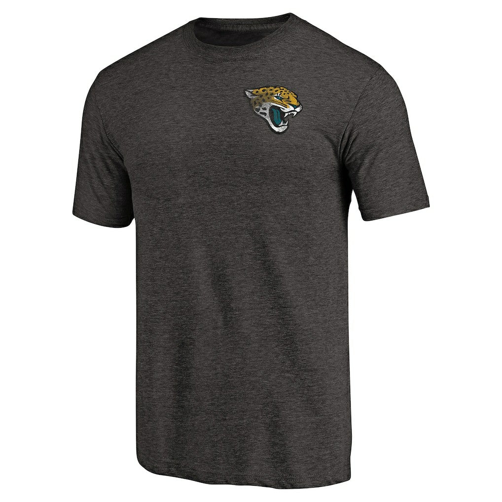 Jacksonville Jaguars Primary Logo Left Chest Distressed Tri-Blend T-Shirt Heathered Black - NFL