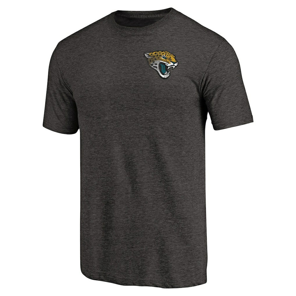 Jacksonville Jaguars Primary Logo Left Chest Distressed Tri-Blend T-Shirt Heathered Black - NFL