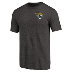 Jacksonville Jaguars Primary Logo Left Chest Distressed Tri-Blend T-Shirt Heathered Black - NFL