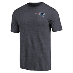 New England Patriots Primary Logo Left Chest Distressed Tri-Blend T-Shirt Heathered Navy - NFL