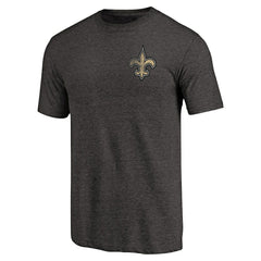 New Orleans Saints Primary Logo Left Chest Distressed Tri-Blend T-Shirt Heathered Black - NFL