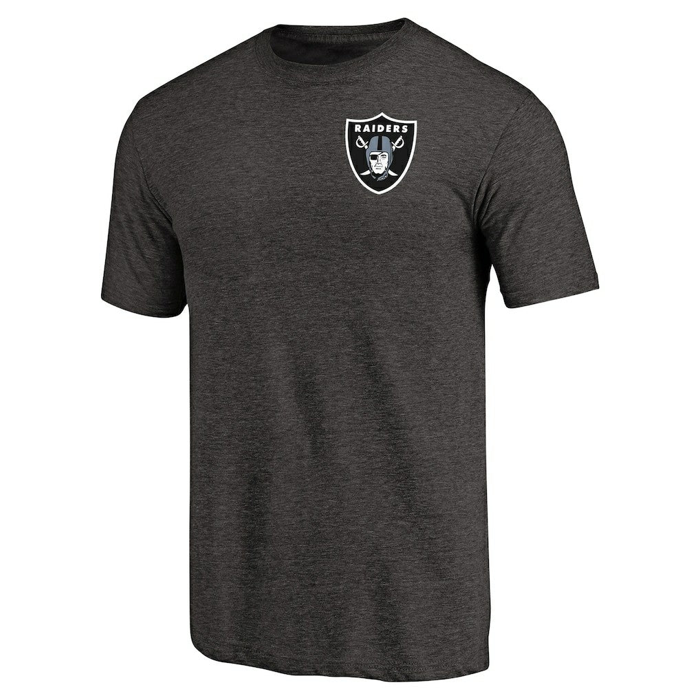 Las Vegas Raiders Primary Logo Left Chest Distressed Tri-Blend T-Shirt Heathered Black - NFL