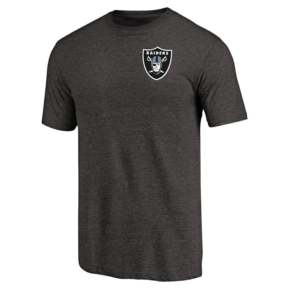 Las Vegas Raiders Primary Logo Left Chest Distressed Tri-Blend T-Shirt Heathered Black - NFL