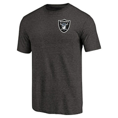 Las Vegas Raiders Primary Logo Left Chest Distressed Tri-Blend T-Shirt Heathered Black - NFL