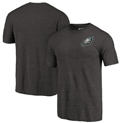 Philadelphia Eagles Primary Logo Left Chest Distressed Tri-Blend T-Shirt Heathered Black - NFL