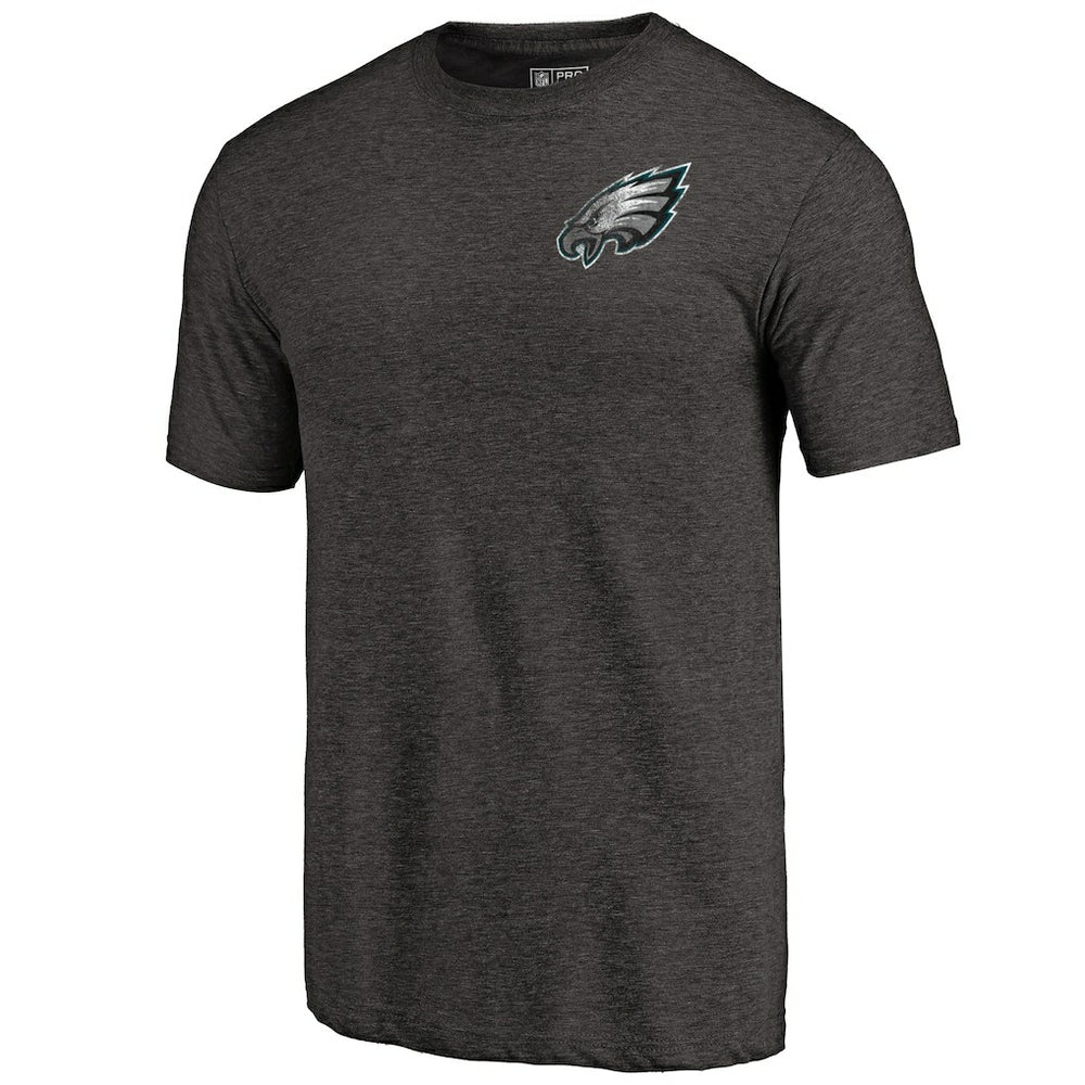 Philadelphia Eagles Primary Logo Left Chest Distressed Tri-Blend T-Shirt Heathered Black - NFL