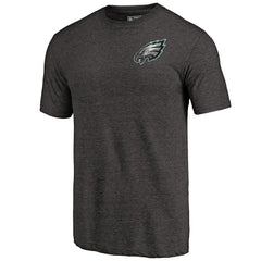Philadelphia Eagles Primary Logo Left Chest Distressed Tri-Blend T-Shirt Heathered Black - NFL