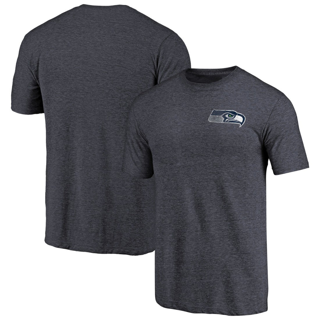 Seattle Seahawks Primary Logo Left Chest Distressed Tri-Blend T-Shirt Heathered College Navy - NFL