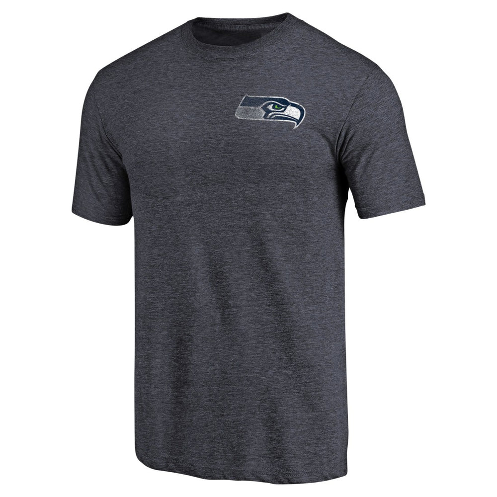 Seattle Seahawks Primary Logo Left Chest Distressed Tri-Blend T-Shirt Heathered College Navy - NFL