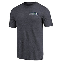 Seattle Seahawks Primary Logo Left Chest Distressed Tri-Blend T-Shirt Heathered College Navy - NFL