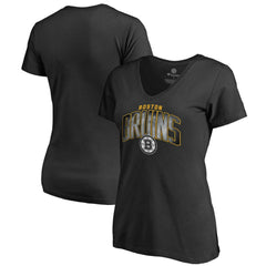 Boston Bruins Women's Arch Smoke V-Neck T-Shirt Black