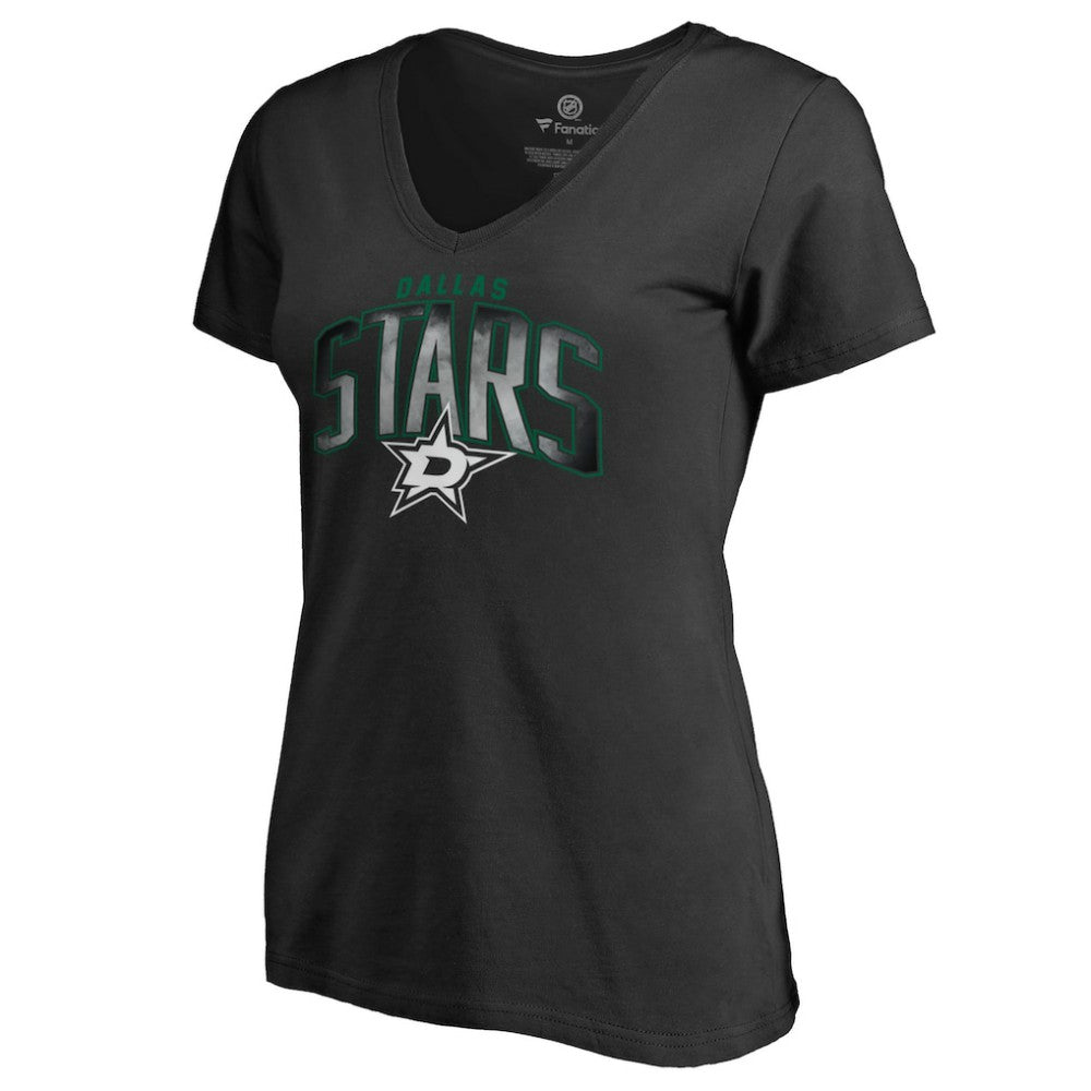 Dallas Stars - Women's Arch Smoke V-Neck T-Shirt Black