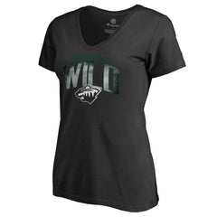 Minnesota Wild - Women's Arch Smoke V-Neck T-Shirt Black