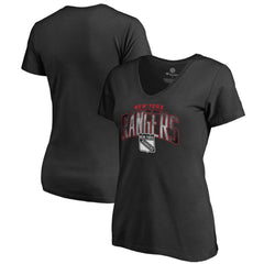 New York Rangers Women's Arch Smoke V-Neck T-Shirt Black