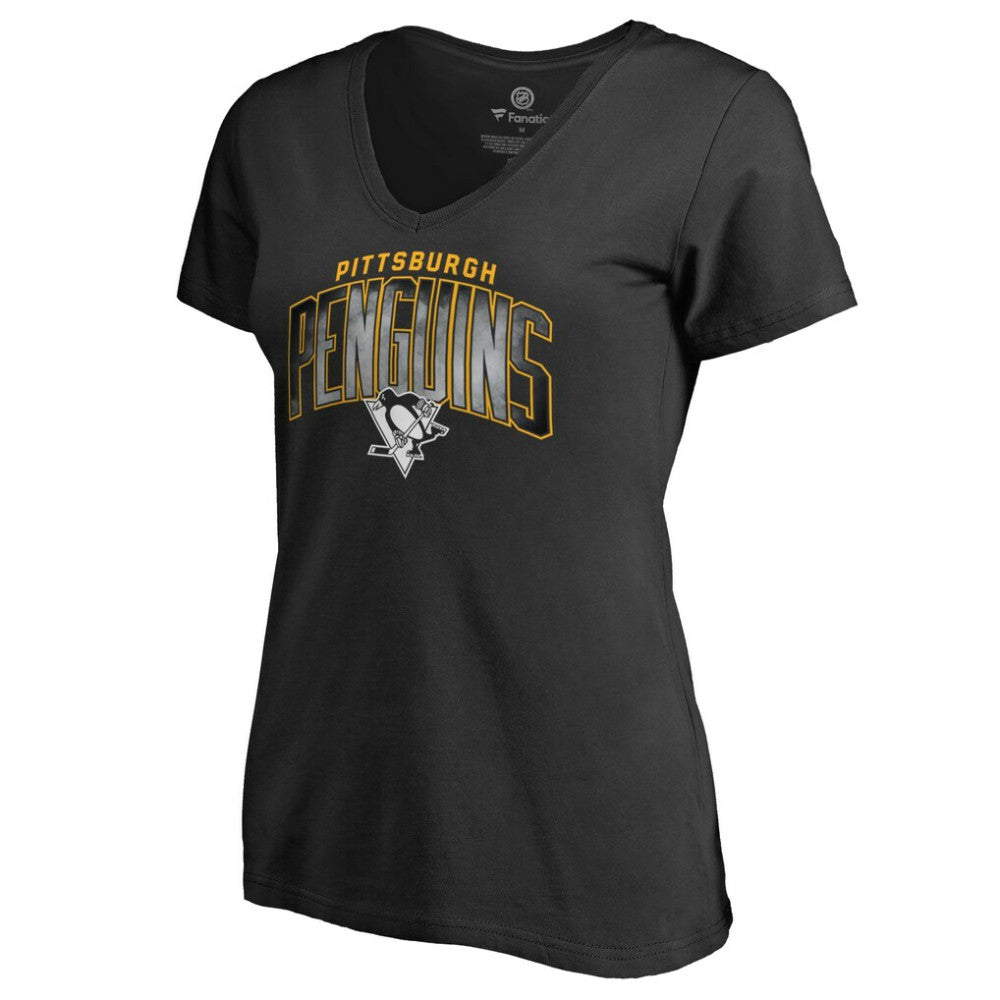 Pittsburgh Penguins Women's Arch Smoke V-Neck T-Shirt Black