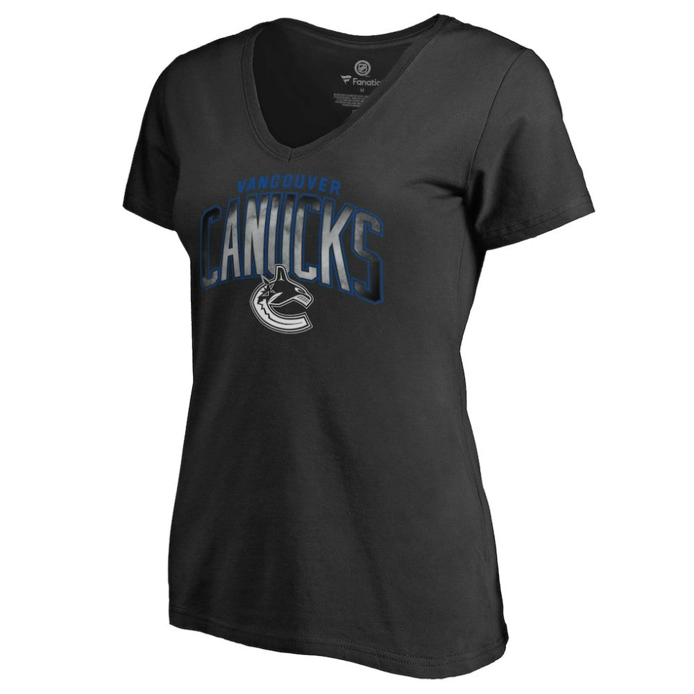 Vancouver Canucks - Women's Arch Smoke V-Neck T-Shirt Black