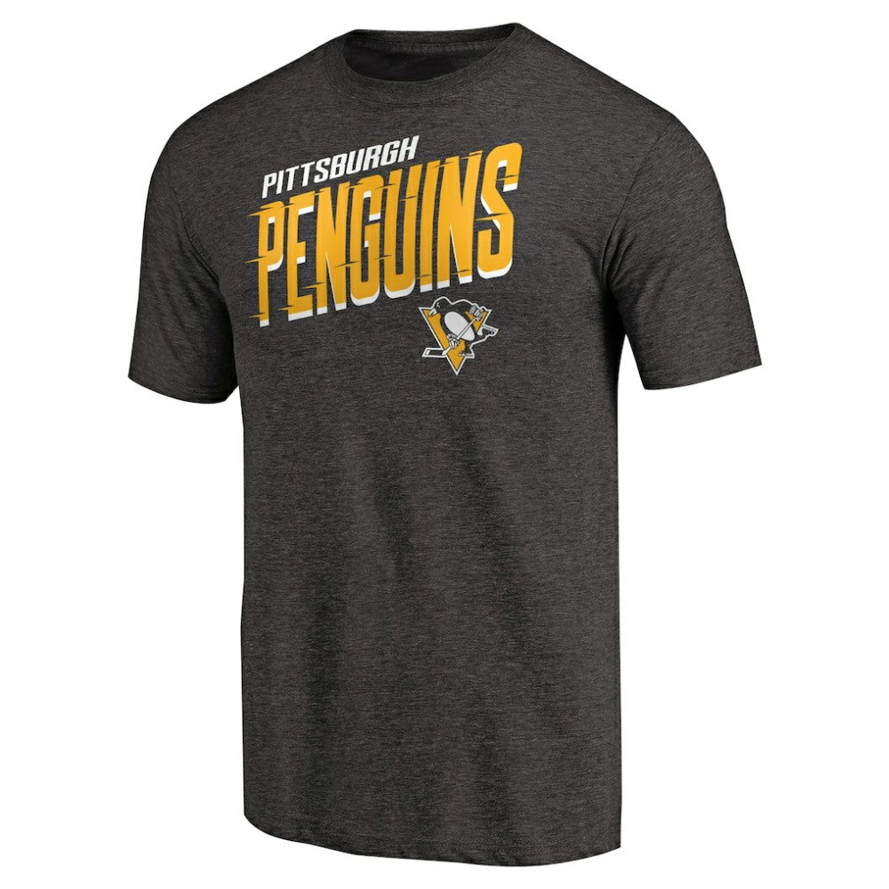 Pittsburgh Penguins Slant Strike Tri-Blend T-Shirt Black